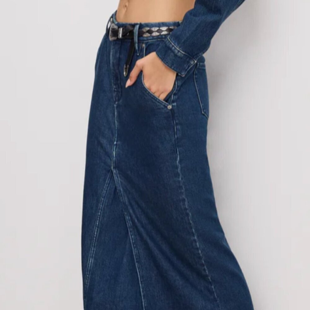 DENIM MAXI SKIRT INDIGO724 Good American 00 (Tailored at waist)